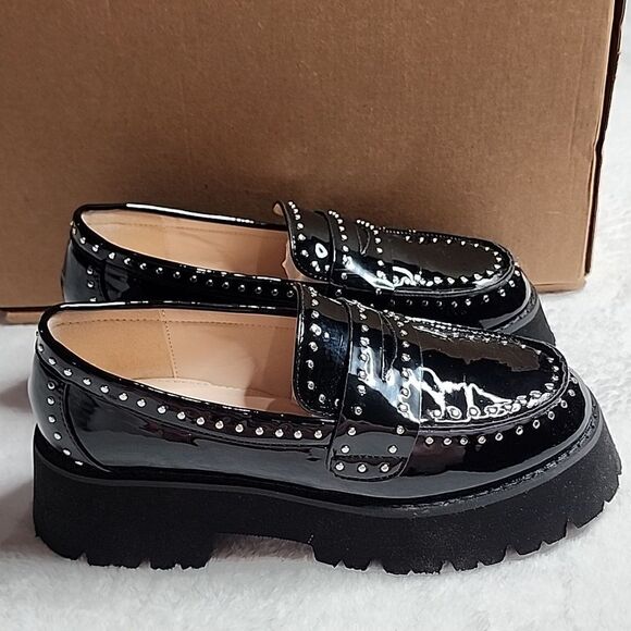 RAID Niamh studded chunky loafers in black patent Size UK 3 / US 5 - Picture 3 of 8